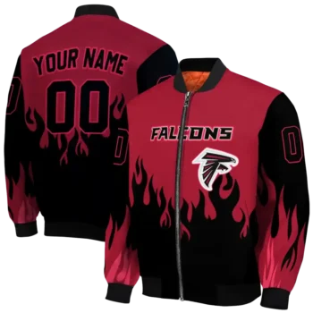 custom atlanta falcons flame border red black bomber jacket fashion forward