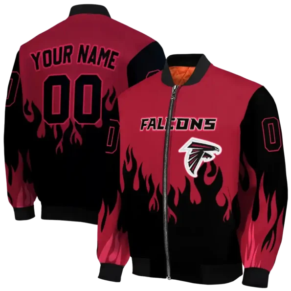 custom atlanta falcons flame border red black bomber jacket fashion forward