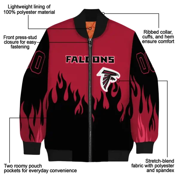 custom atlanta falcons flame border red black bomber jacket new arrival