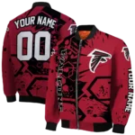 custom atlanta falcons hexagon cluster red black bomber jacket best selling