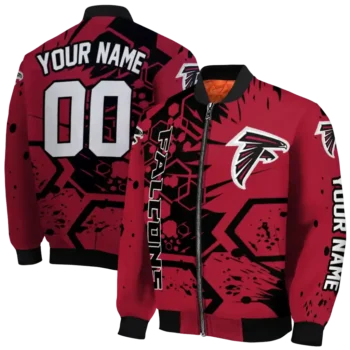 custom atlanta falcons hexagon cluster red black bomber jacket fashion forward