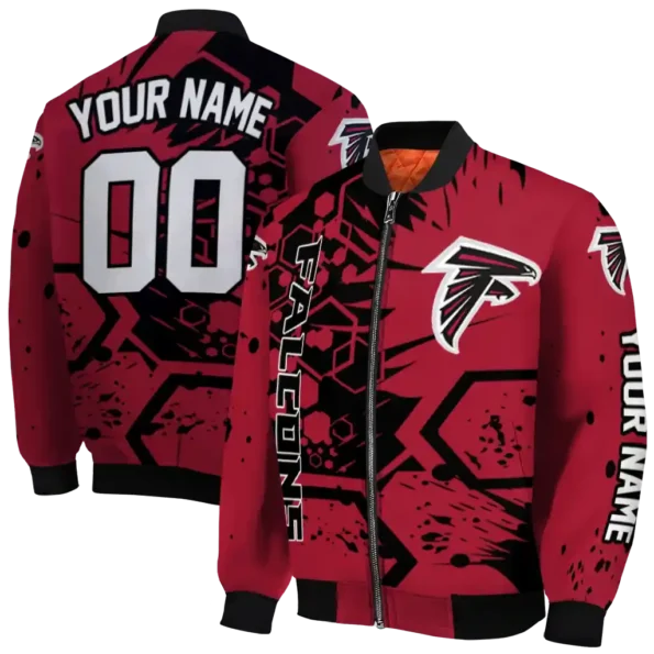 custom atlanta falcons hexagon cluster red black bomber jacket fashion forward