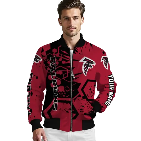 custom atlanta falcons hexagon cluster red black bomber jacket high quality