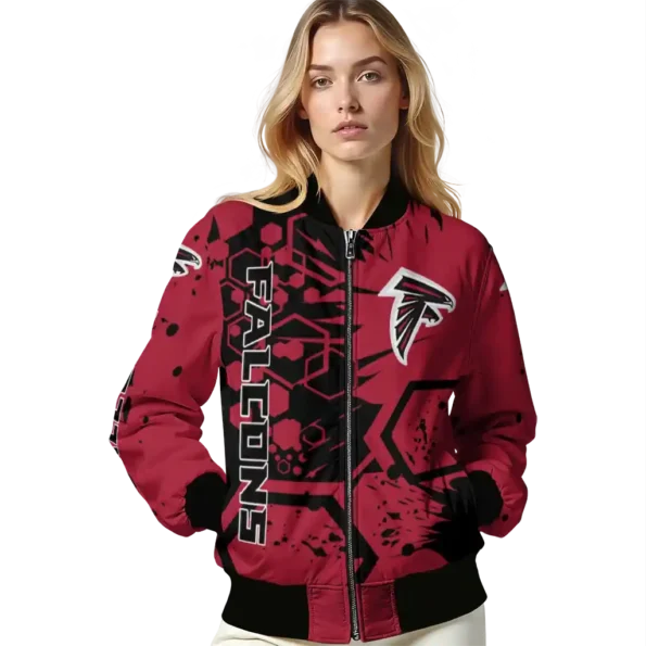 custom atlanta falcons hexagon cluster red black bomber jacket latest model