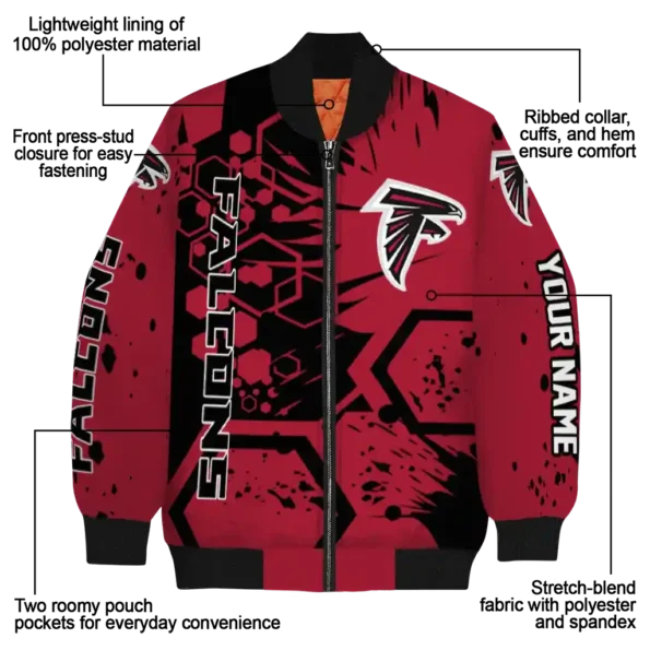 custom atlanta falcons hexagon cluster red black bomber jacket new arrival