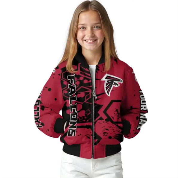 custom atlanta falcons hexagon cluster red black bomber jacket top rated