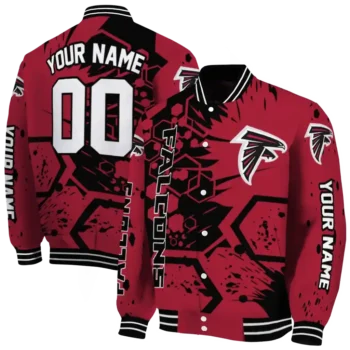 custom atlanta falcons hexagon cluster red black varsity jacket fashion forward.webp