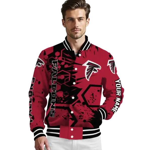 custom atlanta falcons hexagon cluster red black varsity jacket high quality.webp
