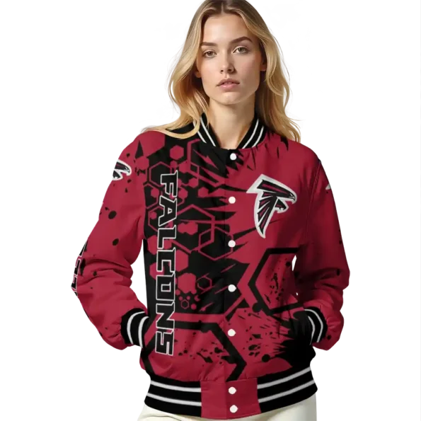 custom atlanta falcons hexagon cluster red black varsity jacket latest model.webp