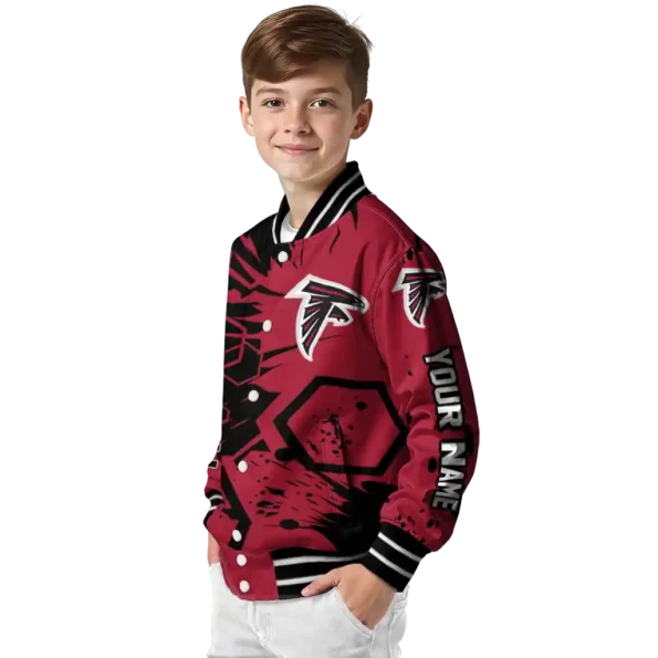 custom atlanta falcons hexagon cluster red black varsity jacket trendy.webp