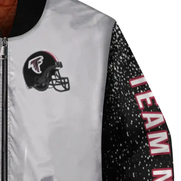 custom atlanta falcons speckled arms red gray bomber jacket premium grade