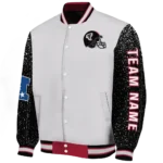 custom atlanta falcons speckled arms red gray varsity jacket best selling.webp