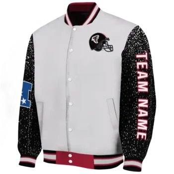 custom atlanta falcons speckled arms red gray varsity jacket best selling.webp