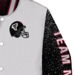 custom atlanta falcons speckled arms red gray varsity jacket best selling.webp