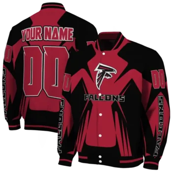 custom atlanta falcons spider mark red black crocs varsity jacket fashion forward.webp