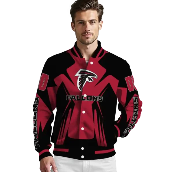 custom atlanta falcons spider mark red black crocs varsity jacket high quality.webp