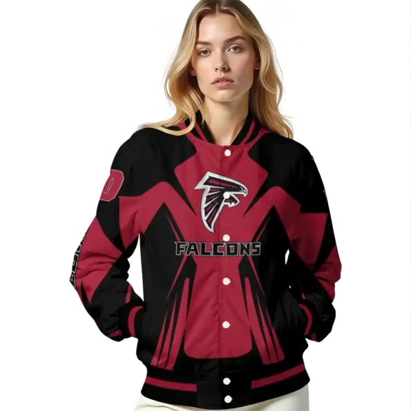 custom atlanta falcons spider mark red black crocs varsity jacket latest model.webp