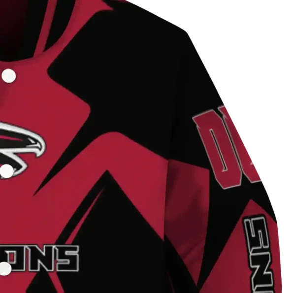 custom atlanta falcons spider mark red black crocs varsity jacket premium grade.webp