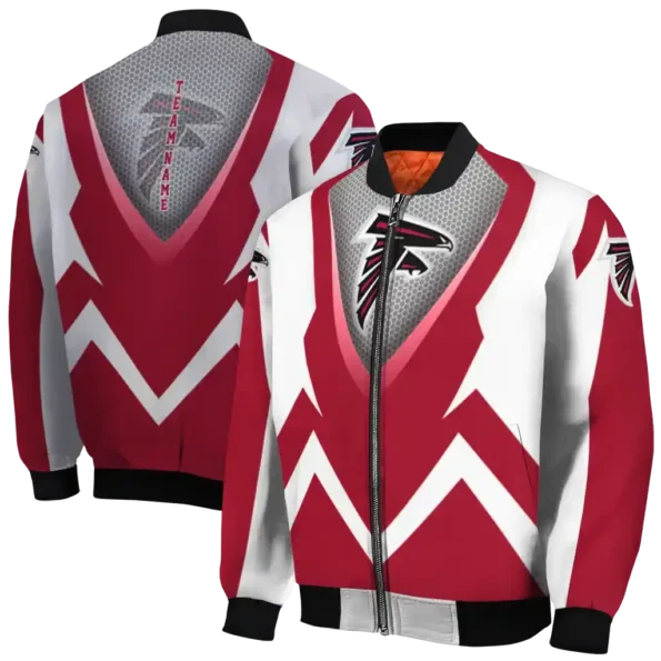 custom atlanta falcons v stripes red white bomber jacket fashion forward