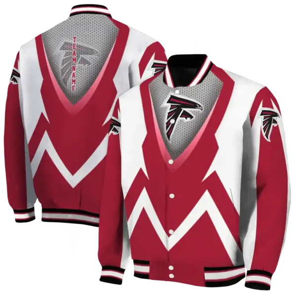 custom atlanta falcons v stripes red white varsity jacket fashion forward.webp