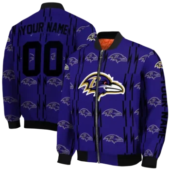 custom baltimore ravens bolt stripe purple bomber jacket fashion forward