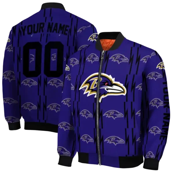 custom baltimore ravens bolt stripe purple bomber jacket fashion forward