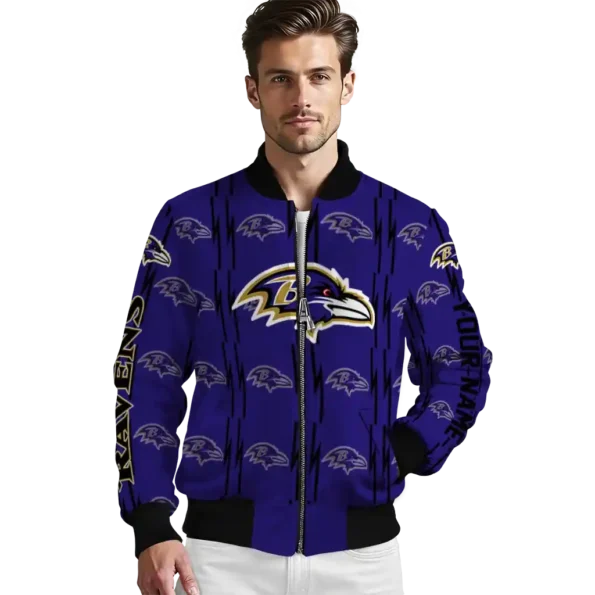 custom baltimore ravens bolt stripe purple bomber jacket high quality