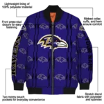 custom baltimore ravens bolt stripe purple bomber jacket best selling