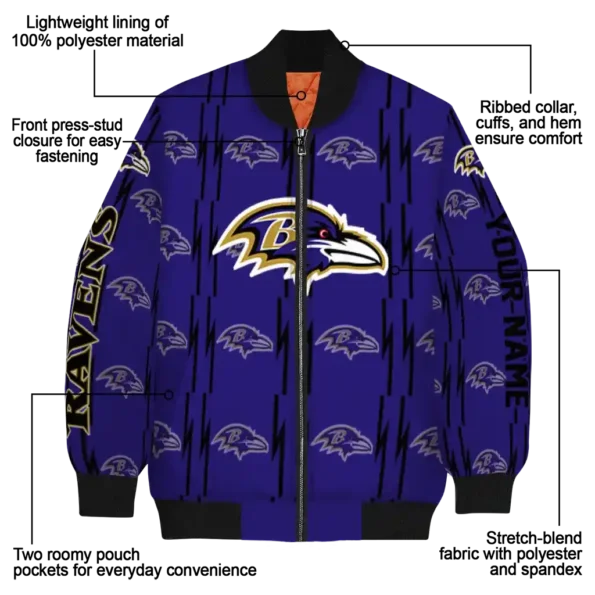 custom baltimore ravens bolt stripe purple bomber jacket new arrival