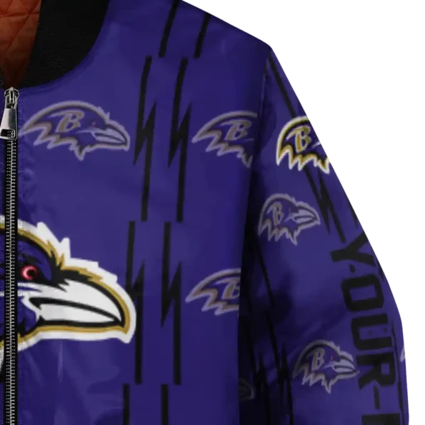 custom baltimore ravens bolt stripe purple bomber jacket premium grade