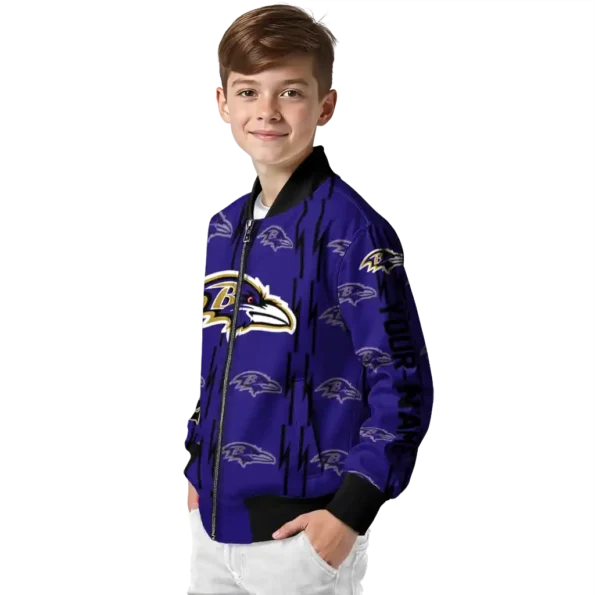 custom baltimore ravens bolt stripe purple bomber jacket trendy