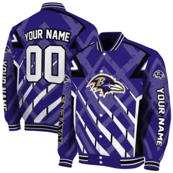 custom baltimore ravens chevron angles purple varsity jacket fashion forward.webp