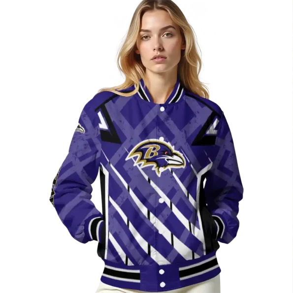 custom baltimore ravens chevron angles purple varsity jacket latest model.webp