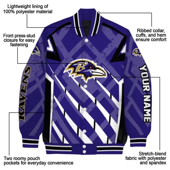 custom baltimore ravens chevron angles purple varsity jacket new arrival.webp