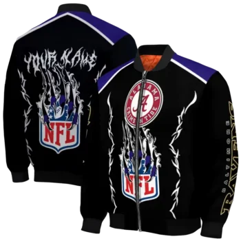 custom baltimore ravens claw blood purple black bomber jacket fashion forward