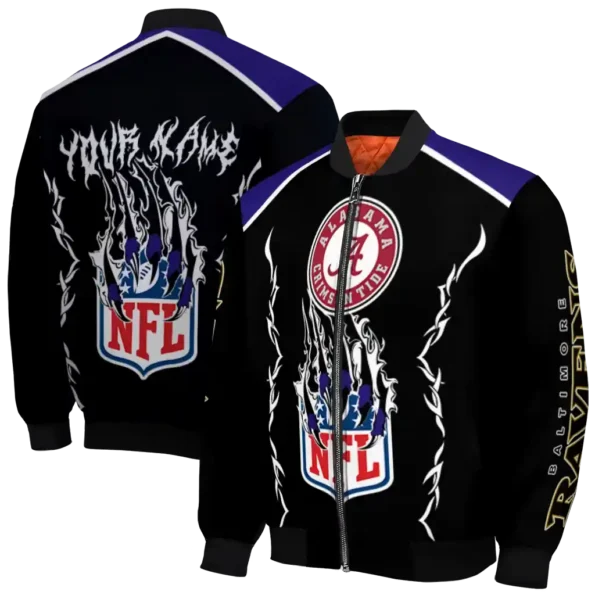 custom baltimore ravens claw blood purple black bomber jacket fashion forward