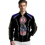 custom baltimore ravens claw blood purple black bomber jacket best selling