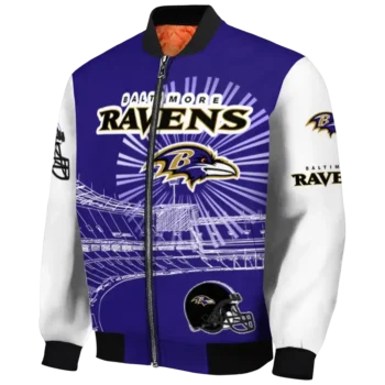custom baltimore ravens ferris arena purple white bomber jacket best selling