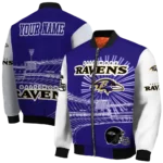 custom baltimore ravens ferris arena purple white bomber jacket best selling