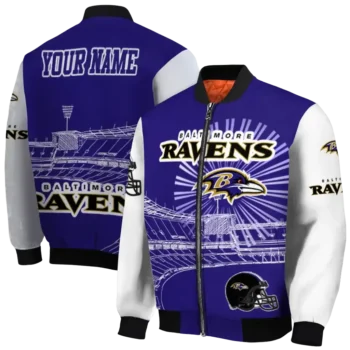 custom baltimore ravens ferris arena purple white bomber jacket fashion forward
