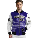 custom baltimore ravens ferris arena purple white bomber jacket best selling