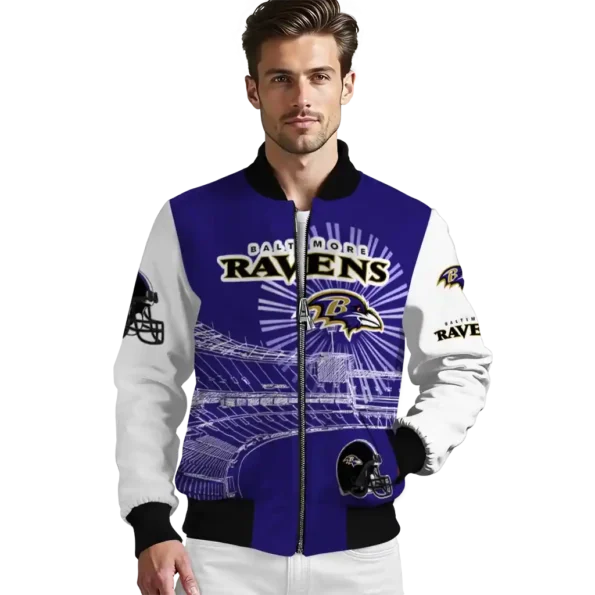 custom baltimore ravens ferris arena purple white bomber jacket high quality