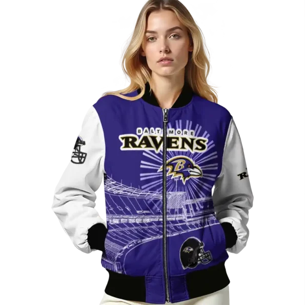 custom baltimore ravens ferris arena purple white bomber jacket latest model