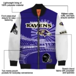 custom baltimore ravens ferris arena purple white bomber jacket best selling