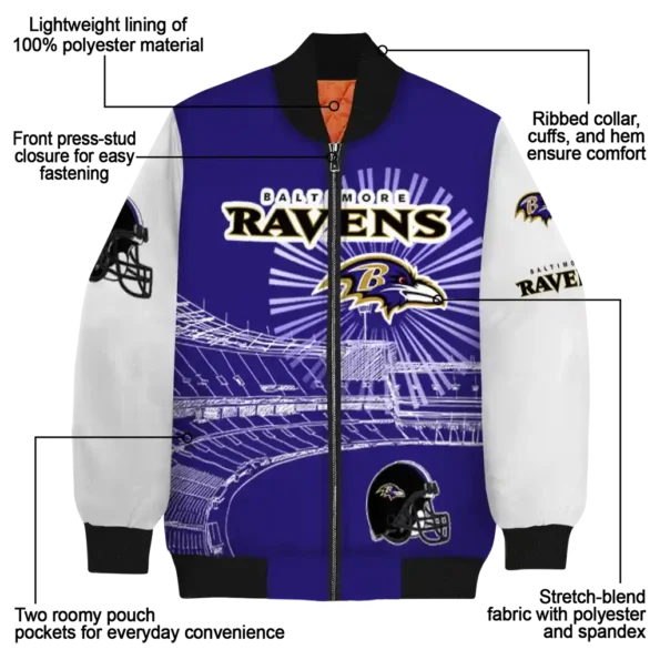 custom baltimore ravens ferris arena purple white bomber jacket new arrival