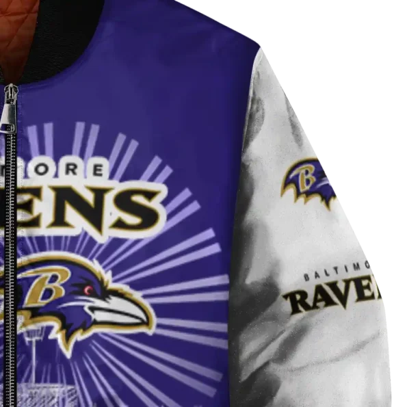 custom baltimore ravens ferris arena purple white bomber jacket premium grade