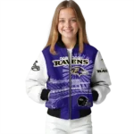 custom baltimore ravens ferris arena purple white bomber jacket best selling
