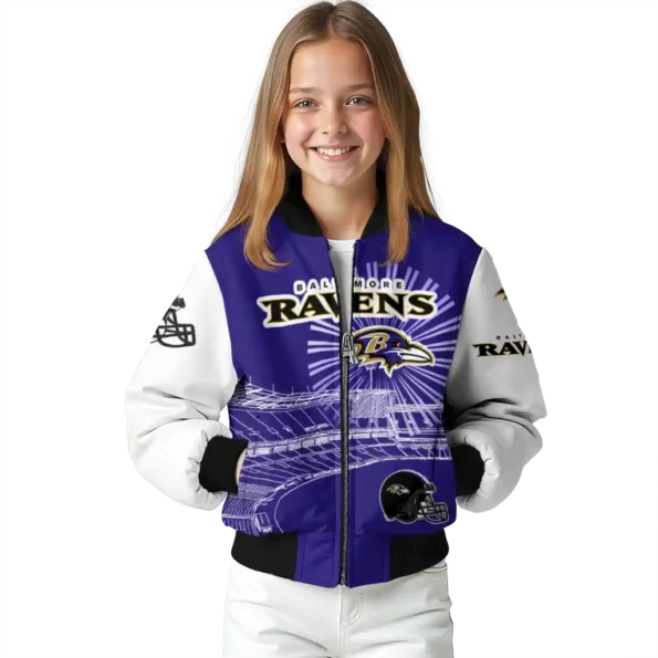 custom baltimore ravens ferris arena purple white bomber jacket top rated