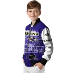 custom baltimore ravens ferris arena purple white bomber jacket best selling