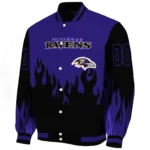 custom baltimore ravens flame border purple black varsity jacket best selling.webp